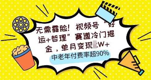 无需露脸，视频号“好运+哲理”赛道冷门掘金，单月变现2W+，中老年付费率超90%-忧忧资源网