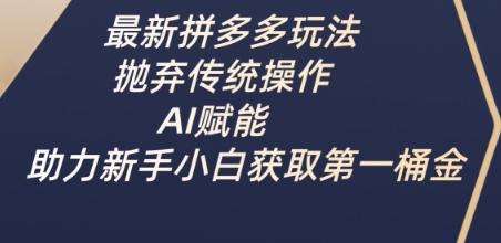 最新拼多多玩法，抛弃传统操作，AI赋能，助力新手小白获取第一桶金-忧忧资源网