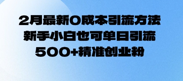 2月最新0成本引流方法，新手小白也可单日引流500+精准创业粉-忧忧资源网