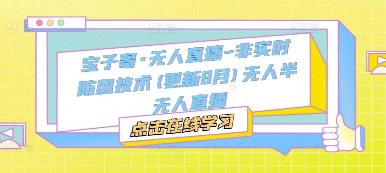 宝子哥·无人直播-非实时防风技术(更新25年5月)无人半无人直播-忧忧资源网