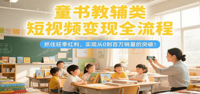 童书教辅类短视频变现全流程，抓住旺季红利，实现从0到百万销量的突破！-幽忧帮