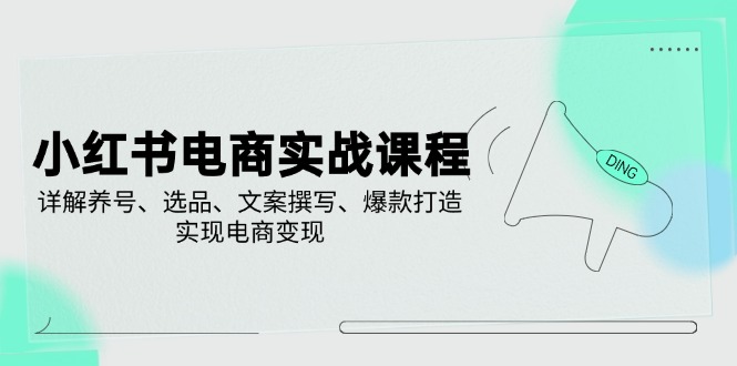 （14549期）小红书电商实战课程，详解养号、选品、文案撰写、爆款打造，实现电商变现-忧忧资源网