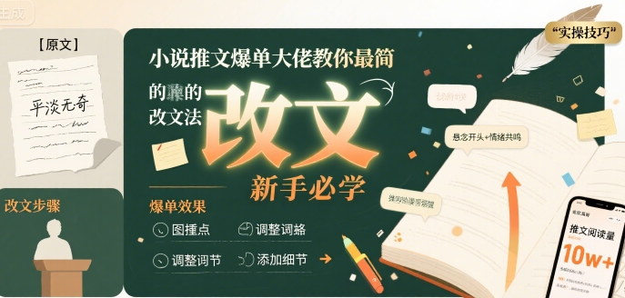 小说推文爆单大佬教你最简单的改文方法实操课，新手必学-幽忧帮