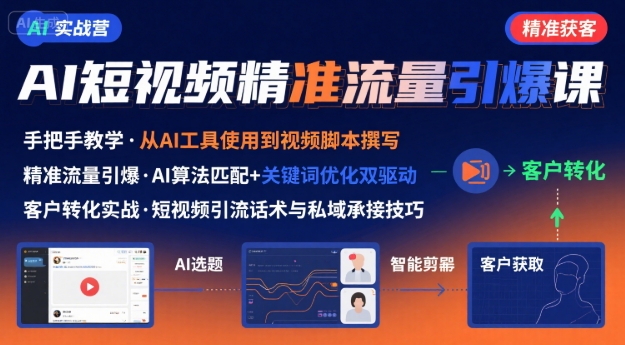 AI+短视频引爆精准客户实战营，手把手教你引爆Ai短视频精准流量-幽忧帮