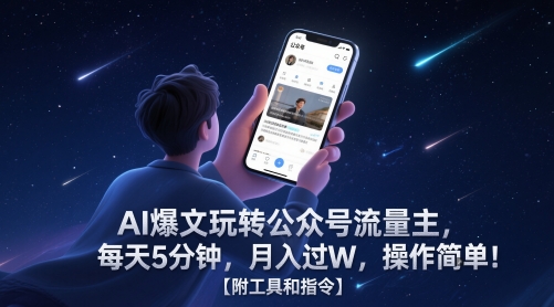 AI爆文玩转公众号流量主，每天5分钟，月入过W，操作简单！【附工具和指令】-幽忧帮