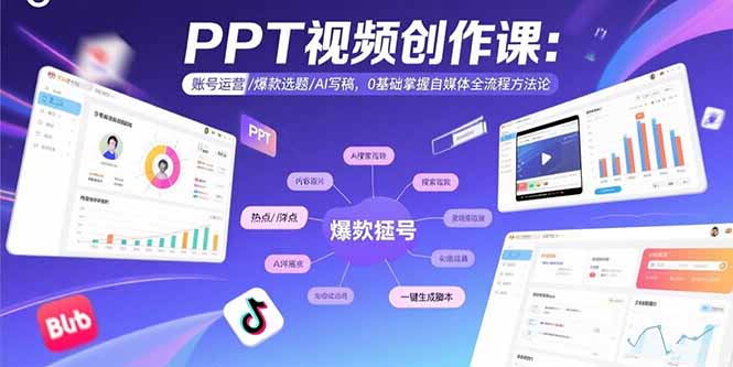 PPT视频创作课：账号运营/爆款选题/AI写稿，0基础掌握自媒体全流程方法论-幽忧帮