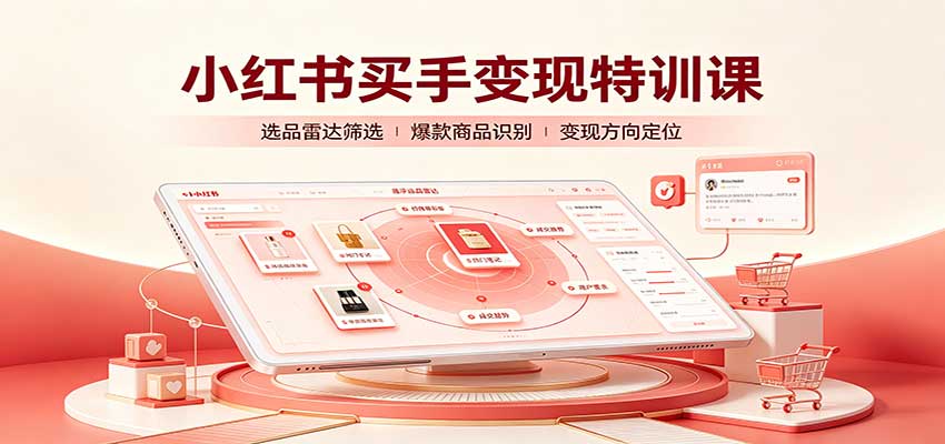 小红书买手变现特训课:账号定位养号起号,选品挂车,笔记标题封面全套教学-幽忧帮