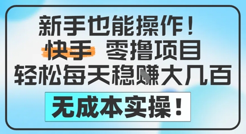 新手也能操作，快手零撸挣米，轻松每天挣2-5张，完全无成本-忧忧资源网