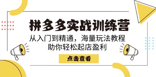 （14392期）拼多多实战训练营，从入门到精通，海量玩法教程，助你轻松起店盈利-忧忧资源网