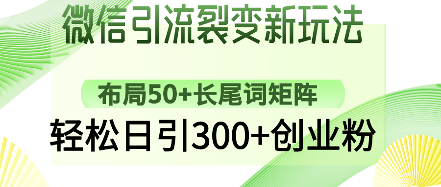 （14451期）微信引流裂变新玩法：布局50+长尾词矩阵，轻松日引300+创业粉-忧忧资源网