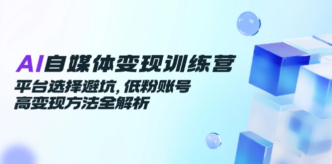 AI自媒体变现训练营，平台选择避坑，低粉账号高变现方法全解析-幽忧帮