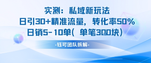 实测私域新玩法日引30加精准流量转化率50%日销5-10单每笔3张-幽忧帮