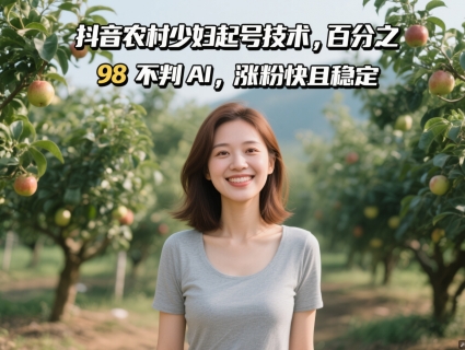 抖音农村少妇起号技术，百分之98不判AI，涨粉快且稳定-忧忧资源网