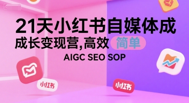 21天小红书自媒体成长变现营，高效 简单 AIGC SEO SOP-幽忧帮