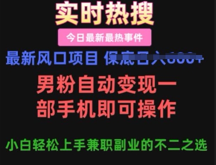 最新风口项目，男粉自动变现，一部手机即可操作，小白轻松上手，兼职副业的不二之选【揭秘】-忧忧资源网