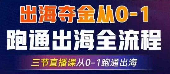 2025出海夺金从0-1跑通出海全流程，三节直播课从0-1跑通出海，教你用AI跑通全流程-忧忧资源网