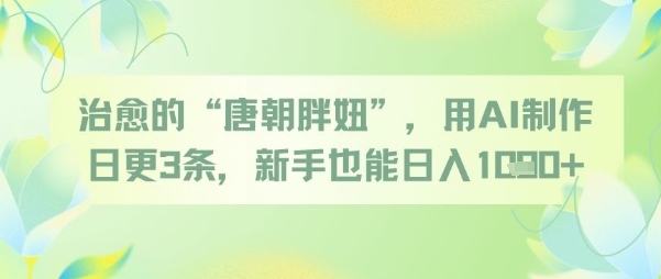 治愈的“唐朝胖妞”，用AI制作日更3条，新手也能日入多张-忧忧资源网