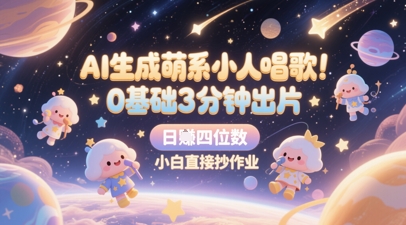 AI生成萌系小人唱歌，0基础3分钟出片，28个作品涨粉8.9W，单条最高19W赞，日入四位数，小白直接抄作业-忧忧资源网