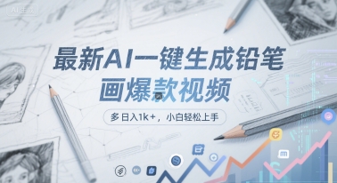 最新AI一键生成铅笔画爆款视频，多平台分发，日 入1k+，小白轻松上手【揭秘】-幽忧帮