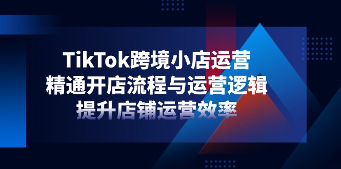 TikTok跨境小店运营，精通开店流程与运营逻辑，提升店铺运营效率-忧忧资源网