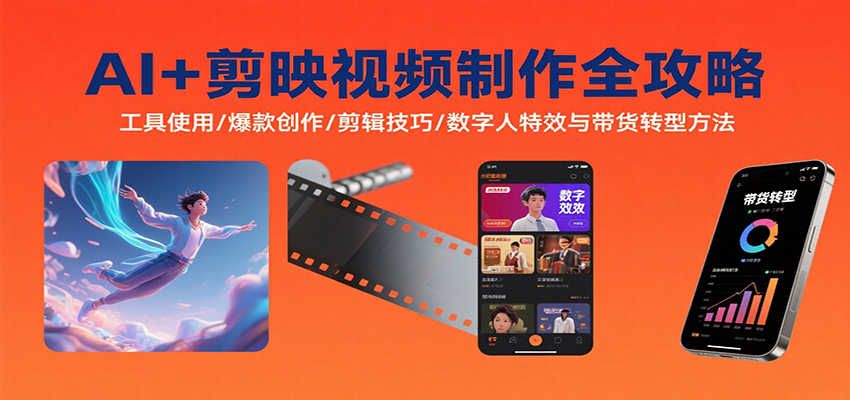 AI+剪映视频制作全攻略：工具使用/爆款创作/剪辑技巧/数字人特效与带货转型方法-幽忧帮