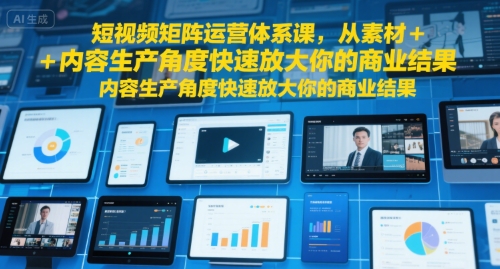 短视频矩阵运营体系课，从素材+内容生产角度快速放大你的商业结果-幽忧帮