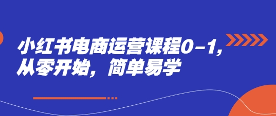 小红书电商运营课程0-1，从零开始，简单易学-忧忧资源网