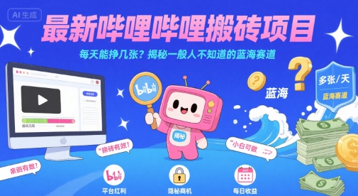 最新哔哩哔哩上B站搬砖项目，每天能挣几张？揭秘一般人不知道的蓝海赛道-幽忧帮