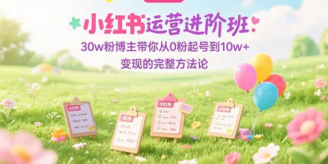 小红书运营进阶班：30w粉博主带你从0粉起号到10w+变现的完整方法论-幽忧帮