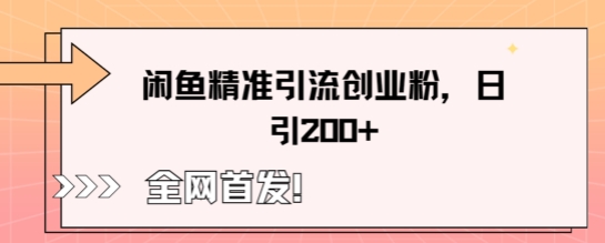 闲鱼精准引流创业粉，轻松日引200+-忧忧资源网