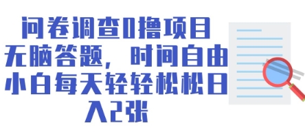 问卷调查0撸项目，无脑答题，时间自由，小白每天轻轻松松日入2张-忧忧资源网