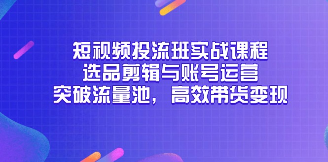 短视频投流班实战课程，选品剪辑与账号运营，突破流量池，高效带货变现-忧忧资源网