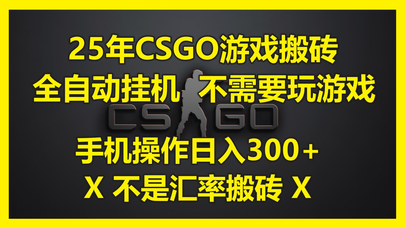 25年CSGO游戏搬砖，全自动挂机，不需要玩游戏，手机操作日入300+。(不…-幽忧帮