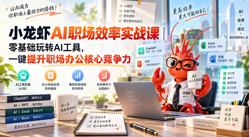 小龙虾AI职场效率实战课｜零基础玩转AI工具，一键提升职场办公核心竞争力-幽忧帮