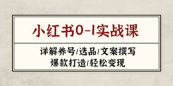 小红书0-1实战课(2023-2025)，详解养号/选品/文案撰写/爆款打造/轻松变现-忧忧资源网