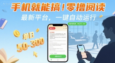 手机就能搞！零撸阅读挂G，最新平台，一键自动运行，随时随地挣，单日50-3张+【揭秘】-幽忧帮