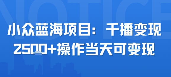 小众蓝海项目，千播变现2.5k+操作当天可变现-幽忧帮
