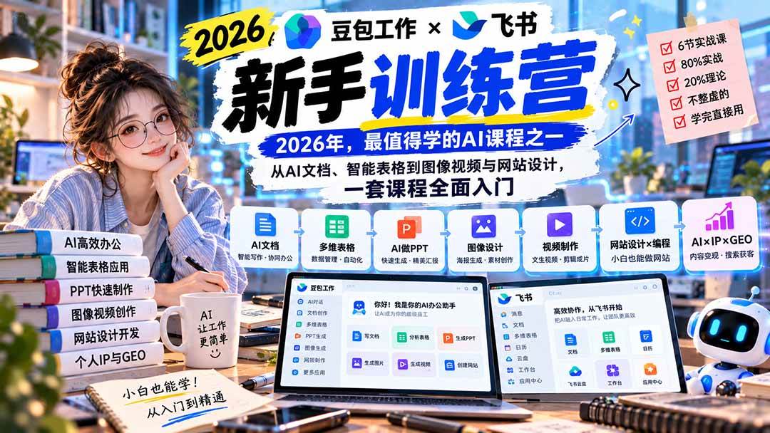 （20645期）2026豆包工作+飞书新手训练营-9月新课：从AI文档、智能表格到图像视频与网站设计，一套课程全面入门-幽忧帮