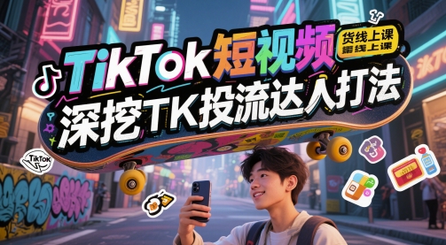 TikTok短视频带货线上课，深挖TK投流达人打法-幽忧帮