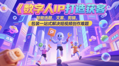 数字人IP打造获客变现实操课，智能选题、文案、剪辑、包装一站式解决短视频创作难题-幽忧帮
