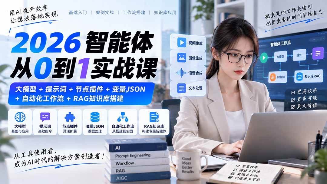 (20546期)2026智能体从0到1实战课|大模型+提示词+节点插件+变量JSON+自动化工作流+RAG知识库搭建-幽忧帮