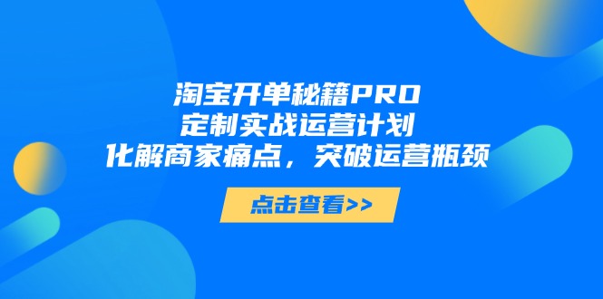 淘宝开单秘籍PRO，定制实战运营计划，化解商家痛点，突破运营瓶颈-忧忧资源网