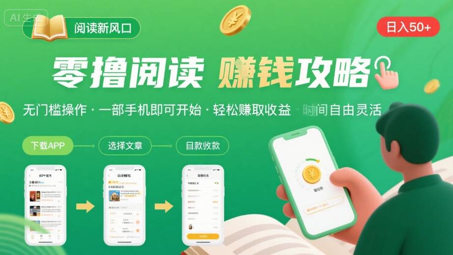 零撸阅读新风口，无门槛轻松挣，一部手机，日入 50-3张【揭秘】-幽忧帮