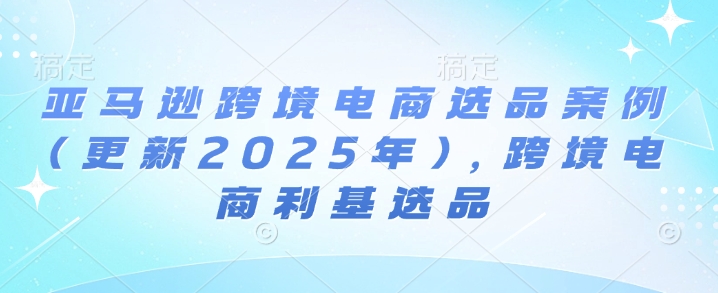 亚马逊跨境电商选品案例(更新2025年4月)，跨境电商利基选品-忧忧资源网