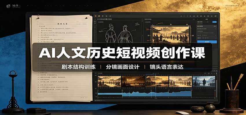 AI人文历史短视频创作课:赛道对标、剧本分镜制图,掌握视频完整产出流程-幽忧帮