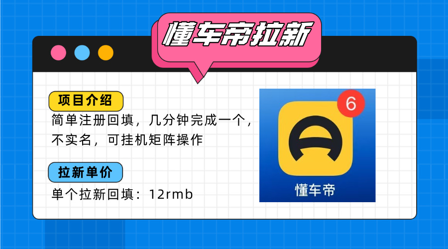 懂车帝邪修拉新玩法，简单注册回填，不sm，单个拉新12rmb，轻松日入200+-幽忧帮