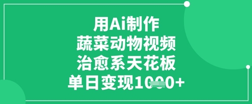 用Ai制作蔬菜动物视频，治愈系天花板，单日变现1k-幽忧帮