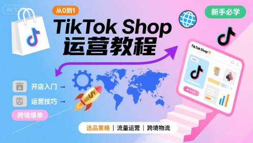 TikTok Shop从0到1运营教程，TikTok跨境电商新手必学课程-幽忧帮