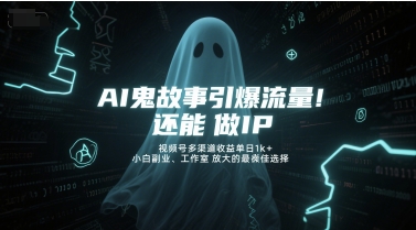 AI鬼故事引爆流量，还能做IP，视频号多渠道收益单日1k+，小白副业、工作室放大的最佳选择-幽忧帮