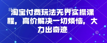 淘宝付费玩法无界实操课程，高价解决一切烦恼，大力出奇迹-幽忧帮